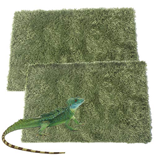 kathson 2pcs Reptile Carpet Terrarium Liner Tortoise Bedding Reptile Substrate Liner Mat Pet Cage Mats Supplies for Snakes Bearded Dragon Lizard Gecko Chameleon Turtles Iguana (19.68 X 11.81 in) - color: 2PCS（L）：19.68 X 11.81 in