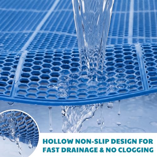 Tondiamo Pool Mat Non Slip Drainage Mats Swimming Pool Floor Deck Mats Rugs PVC Splash Mesh Hollow Doormat Roll for Outdoor Indoor Patio Restaurant Garage Kitchen Bathroom Safety(1.5 x 10 ft,Blue) - color: Blue, size: 120" x 18" (Rectangular)