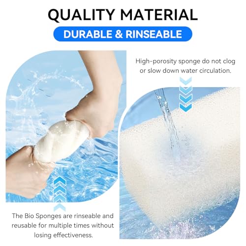 6 Pack Foam Insert Replacement for AquaClear 110 Power Filte 500 GPH Power Filter Sponge Aquarium Filter Media Pad Compatible with Aqua Clear 110 for 60 to 110 Gallons Fish Tank (Part#A623)