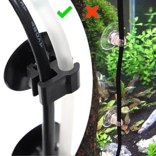 20 Pack Aquarium Suction Cup Clips - Fish Tank Tube Holder for Oxygen Hoses, Air Pumps & Power Cords,Secure Wire Organizer with Strong Suction (Clear Plastic)