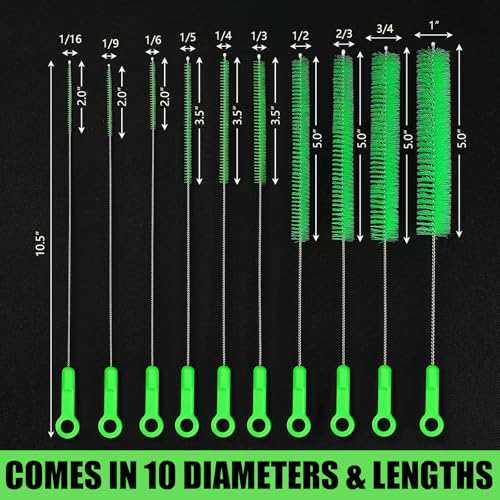 Long Straw Cleaning Brushes 10.5" Baby Bottle Cleaning Brushes,10 Different Diameter Bottle Brush,Detachable Clip Home Bottle Cleaning Brushes for Sippy Cup,Water Bottle,Teapot,Espresso Machines