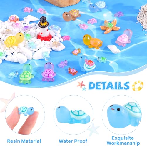 TINKRSTUFF 160PCS Mini Resin Animals Colorful Tiny Turtles Glow in Dark, Miniature Figures to Hide, Little Animal Small Figurines for Desk Garden Landscape Aquarium Ornaments Crafts & Decor - color: Mini+small Turtle-160pcs