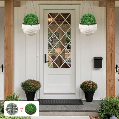 Topiary Ball Frame Set of 2, 6 Sizes Plastic Plant Support Cage, Artificial Grass Ball Frame for DIY Flower Arrangement, Boxwood Moss Ball Holder for Wedding Home Garden Decoration (30cm/12inch) - size: 30cm/12inch