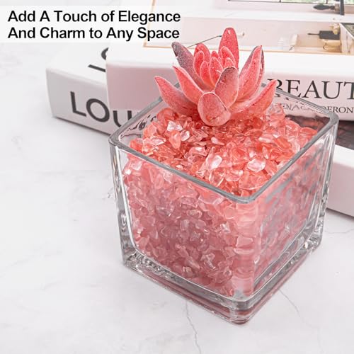 0.5 Lb/230g Watermelon Red Crushed Stone Crystal Chips Bulk, Tumbled Healing Crystal Chips Natural Gemstones Crushed Stones Decorative Vase Fillers Aquarium Gravel Rocks, 5-7mm - color: Watermelon Red, size: 0.5 LB