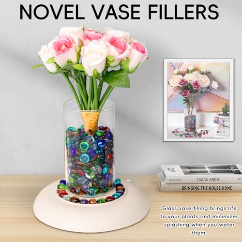 1 LB Mix Color Glass Beads, Mini Flat Glass Marbles~150PCS for Vase Fillers, Floral Bottom Mancala Gems Pebbles Fish Tank Rocks for Table Scatter Aquarium,Home Decorative Art Craft Supplies(0.5"~0.7") - color: Mix Color~1 Lb, size: 1 LB