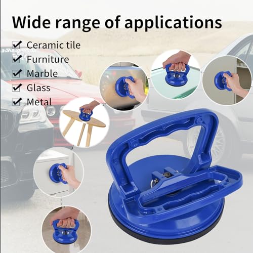 FCHO Glass Suction Cup Heavy Duty Aluminum Vacuum Plate Puller Handle Holder Hooks Duty Galss Lifting/Tile Suction Cup Lifter/Moving Glass/Pad for Lifting (Blue, 2Pack) - color: Blue