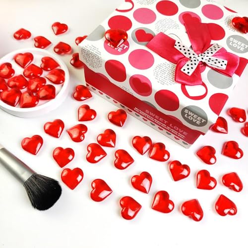 HappyFiller 150 PCS Red Acrylic Hearts for Shaped Crystals Fake Heart Gems for Vase Fillers,Table Scatters,Wedding Centerpieces,Birthday,Engagement Party,Bridal Shower Gifts,11 OZ - color: Red