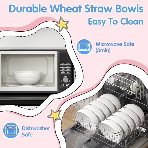 Quatish 10 PCS Unbreakable Cereal Bowls,Dishwasher & Microwave Safe Wheat Straw Bowls, Easy-to-Clean Lightweight Desserts & Soup Bowl, Portable for Picnics ，Snack Plastic Bowls Set,Beige - color: Beige