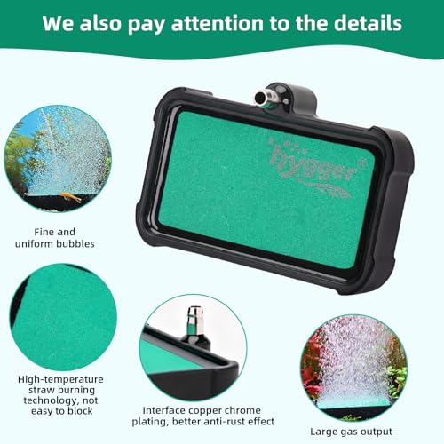 hygger Air Stone for Aquarium: High Dissolved Oxygen Diffuser Kit for Freshwater or Saltwater Fish Tank and Hydroponic Hydroponics Air Pump- 2.2W x 3L Inch Air Bubble Stone - size: 2.8INCH