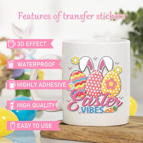 Rngmsi Easter UV DTF Cup Wrap - 20 Sheets Easter Egg UV DTF Wraps for 16 oz Glass Cups, Bunny Gnome UVDTF Decals for Coffee Mugs, Waterproof Rub on Transfer Stickers, DIY Crafts - style: Happy Easter