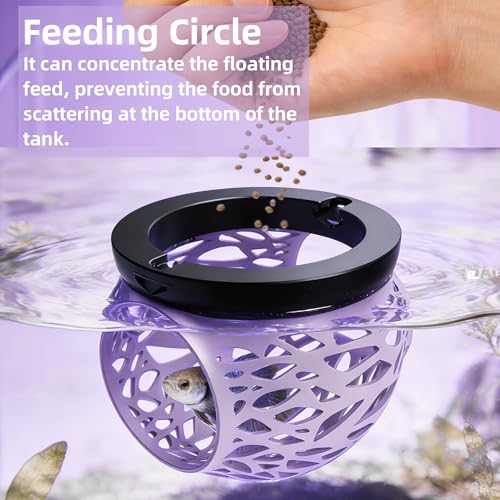 Floating Betta Hideout Cave & Shrimp Cave | Aquarium Floating Betta Skin | Shrimp Feeder | Multi-Function Resting Hideout Hammock & Small Fish Feeding Ring | Aquarium Decor Accessory (Purple - color: Light Purple