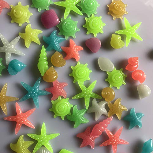 Oubest Glow in The Dark Pebbles/Glow Stones/Glowing Rocks Blue Decor for Garden/Fish Tank/Aquarium/Walkway/Driveway/Plant Pots/Bonsai (100, Starfish) - color: starfish