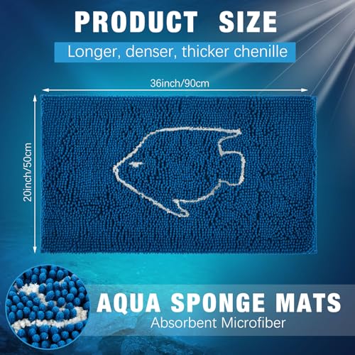 Drydiet Aquarium Mat, 20x36 Inch Large Fish Tank Cleaning Pad, Super Absorbent Chenille Sponge Pad, Protects Furniture from Water & Scratches, Decorative Floor Mat for Fish Hobbyists