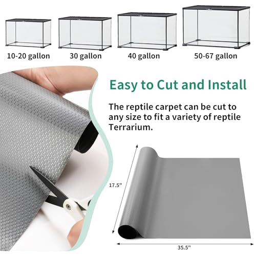 Bearded Dragon Tank Accessories, Reptile Mat, Reptile Terrarium Substrate Liner for Leopard Gecko, Lizard, Snake, Tortoise, Iguana Non-Adhesive Reptile Flooring (18"x36" Grey) - color: 18x36" Grey