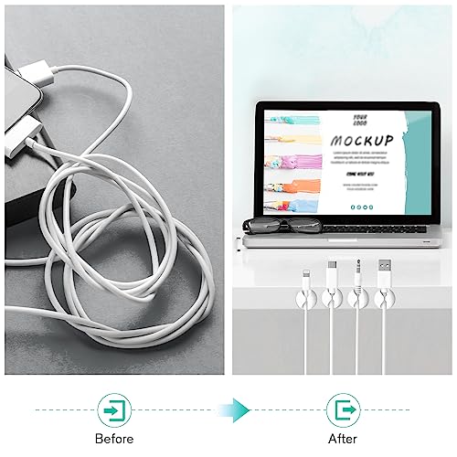 12 Pack Cable Clips, Znben Wire Organizer Holder Adhesive Cord Management Charger Wire Holder Clips for Desk, Home, Office, Car, Cubicle, Nightstand White - color: White, size: Small