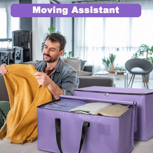 Moving Bags Heavy Duty Lavender Purple – Large Packing Bags for Moving, Extra Large Storage Totes with Zippers and Handles - color: Lavender Purple