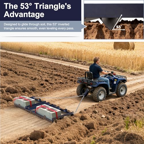 6FT Drag Harrow Driveway Grader, Heavy Duty Tow Behind Landscape Rake for for ATV, UTV, Tractor, Specially Designed for Smooth and Even Leveling, Lawn Leveling Rake, Land Leveling - size: 6FT