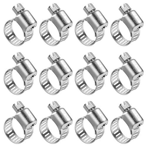 MRbrew Worm Gear Hose Clamps, 12 Pack Stainless Steel Hose Clamps for Home Brewing Beer Line Hose Clamps Gas Tubing Clamps 6-12mm (1/4-1/2 inch,3/8 inch, 5/16 inch) - color: All Stainless Steel, size: 12 Pcs Clamping Range: 6-12mm