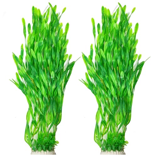 25.98 Inch Tall Aquarium Plants – 2 Pcs Fish Tank Plants Plastic, Large Lifelike Artificial Fish Tank Decorations, Durable & Safe for Freshwater/Saltwater Aquariums (Green (Style B)) - color: Green (Style B)