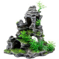 Saim Aquarium Mountain View Stone Ornament, Artificial Mountain Hill View Stone Rock Cave Aquarium Decorations Fish Tank Decor for Betta Cichlids Hideaway Cave, Hermit Crab Hideout - Large - size: 11.5x6x10.6inch-L