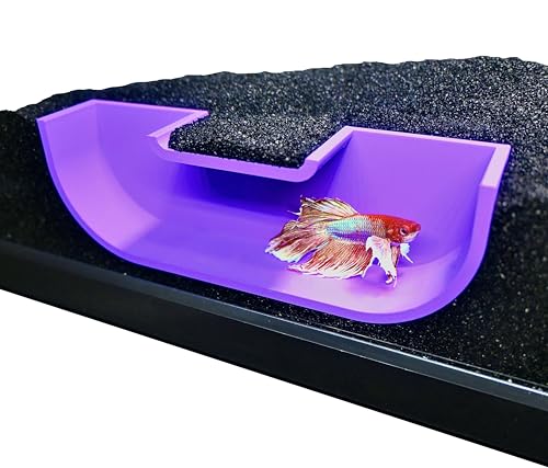 Betta Underground Tunnel Hideout Cave | Aquarium Hide for Small Fish and Shrimp | Viewing Betta Fish Rest Hammock Enrichment Toy | Betta Fish Tank Accessories Decorations Toys Decor (Purple) - color: Purple
