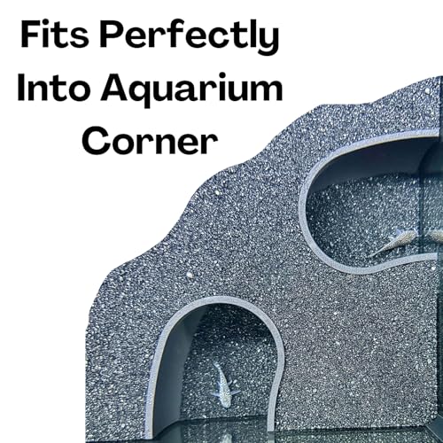 Aquarium Underground Two Hole Corner Cave | Viewing Fish & Shrimp Tunnel | Fish Tank Undergravel Hide Decor Decoration Hideout Perfect For Corydora Catfish, Kuhli Loach, Pleco, Betta Fish