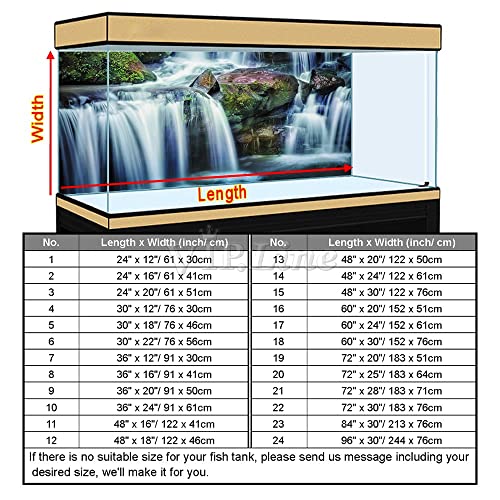 Waterfall Forest Stone Fish Tank Backgroun Poster PVC Aquarium Background Decorations Natural Tank Background (30" x 22"/ 76 x 56cm) - size: 30" x 22"/ 76 x 56cm