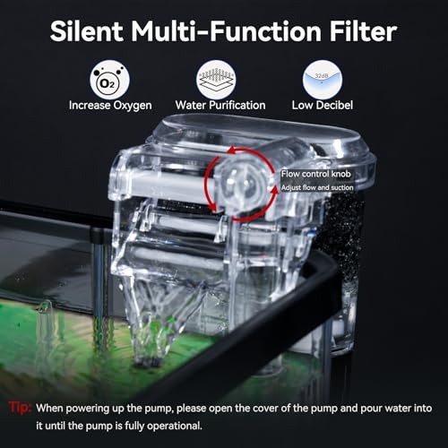 1.8 Gallon Beta Fish Tank Aquariums Kits - Clear Small Fish Bowl Starter Kit with LED Light, Water Filter Pump, Hydroponic Basket - Beginner's Gift for Guppy Shrimp Goldfish, Rectangular - size: Long fish tank