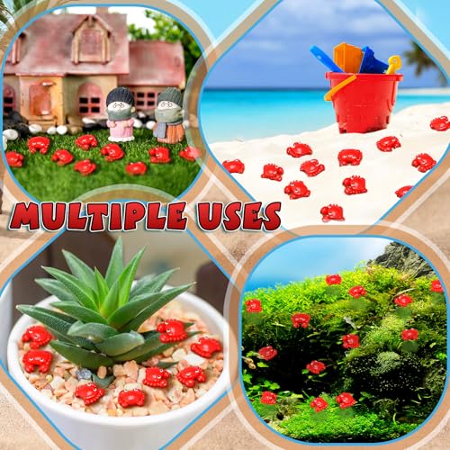 RoundFunny 100 Pcs Mini Resin Figurine Tiny Resin Models Small Fake Sea Creature Models for Early Education Teaching Aids, Boil Party Photo Props and Tabletop Decor (Crab)