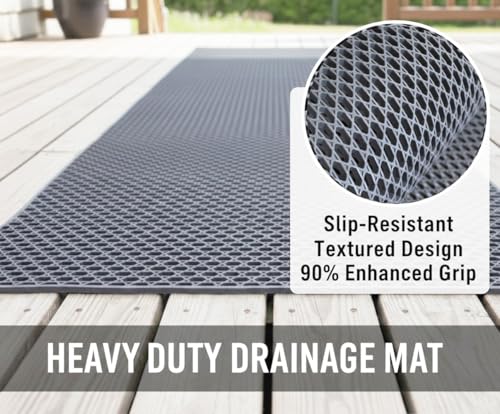 Drainage Non-Slip Floor Mat Extra Large 3'x10' - Heavy Duty PVC Rubber Wet Area Mat for Restaurant Kitchen Pool Deck Bar-Waterproof, Easy to Clean, Anti-Fatigue, Industrial Grade Safety Mat,Grey - color: Grey, size: 3x10FT