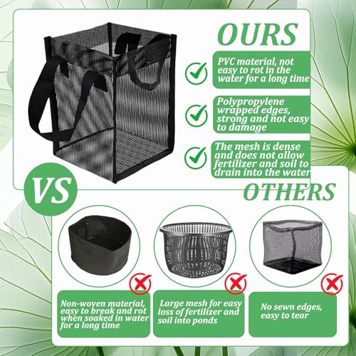 6PCS Mesh Aquatic Pond Plant Baskets, 1Gallon Pond Planting Bags Reusable Aquatics Planter Pot Water Lily Growing Container with Handles for Lotus Bog Plant Garden Terrestrial Plants, 5.9x5.9x7.9 Inch - color: Black-square, size: 5.9x5.9x7.9 Inch 6PCS