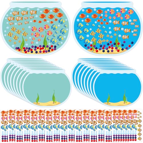 Fancy Land 16 Make Your Own Fish Tank Stickers with Cardboard Backgrounds 14.2 X 11 Inch Summer School Kids Classroom Project Party Activities Graduation End of Year