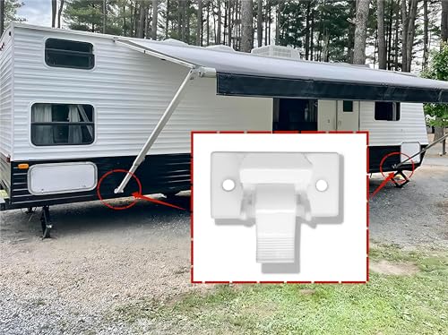 2 Pack of Bottom Awning Mounting Bracket Assembly Fit, Rv Foot Pedal Die Cast 3104653.005 Kit,Bottom Mounting Bracket Replacement for 8300 8500 9000 Awning (2 White) - color: 2 white【T】