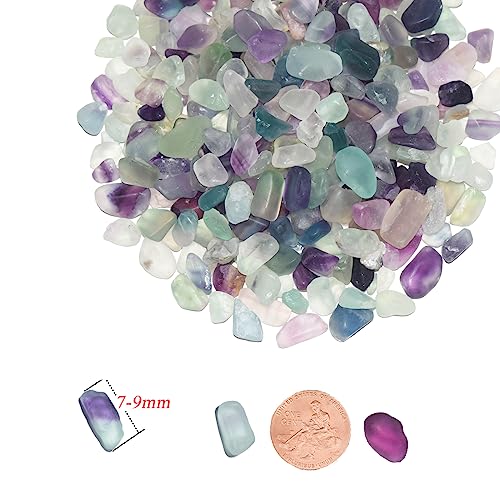 1 Lb/460g Pebbles for Indoor Plants, Bamboo, Sea Glass for Crafts, 0.2-0.35" Small Plant Pebbles for Pots Indoor Drainage, Fluorite Crystal Chips, Decorative Gravel for Aquarium, Fish Tank - color: Colorful 5-9mm