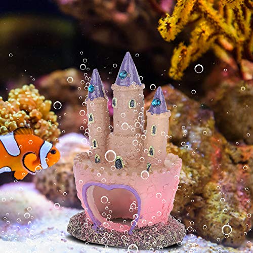 Aquarium Decorations, Resin Cartoon Castle Shape Ornaments Landscape Decoration, Fish Tank Decorations Wonderful Ornament for Aquarium Fish Reptiles Tank