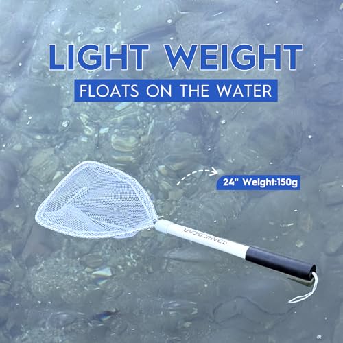 BasicGear Compact Baitwell Net for Live Bait – Soft Nylon Mesh, Aluminum Frame, EVA Non-Slip Grip & Anti-Drop Rope - size: Medium