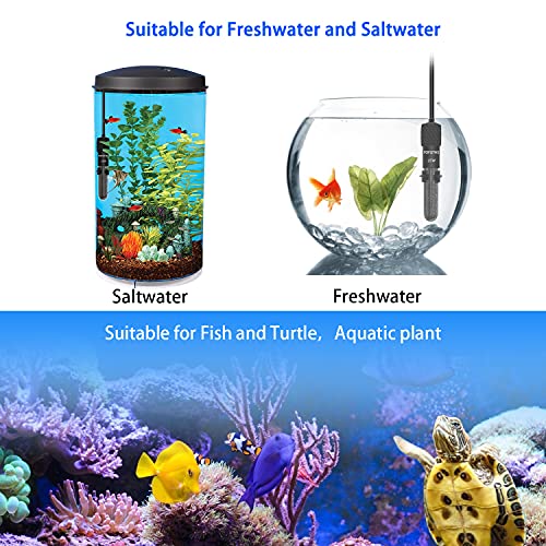 YOFOTHS Adjustable Mini Aquarium Heater3-5 Gallons Submersible Small Fish Tank Heater 25W Digital Display Thermostat External Temperature Controller (25W) - size: 25W