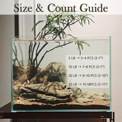 Aquarium Rocks 5lb Natural Stream Stone 3-4pcs Slate Stones for Aquascape, Fish Tank Decorations, Reptile & Turtle Habitat Basking Rock(2-7 Inches) - size: 5lb(3-4pcs)