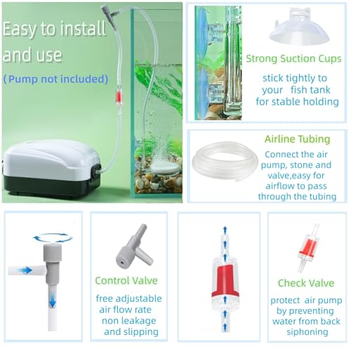 AQUANEAT Aquarium Air Stone Disc, 2 Inch Nano Bubble Stone Kit Quiet Dissolved Oxygen Diffuser with Accessories tubing and valves for Small Fish Tank