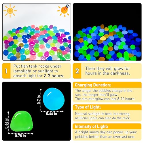 Glow in The Dark Fish Tank Rocks,Glowing Rocks Stones Resin Glow in Dark Pebbles for Outdoor Garden, Fish Tank, Aquarium, Landscaping,Driveway Decoration,Multi 2.2 Lb - color: 2-Multi, size: 2.2 LB