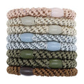 L. Erickson Brown and Green Hair Ties for Thick Hair, Grab & Go Ponytail Holders, 8 Pack, Toasted, Thick No-Crease Bands with Strong Hold, Damage-Free Design, Warm Earthy Mix - color: Toasted