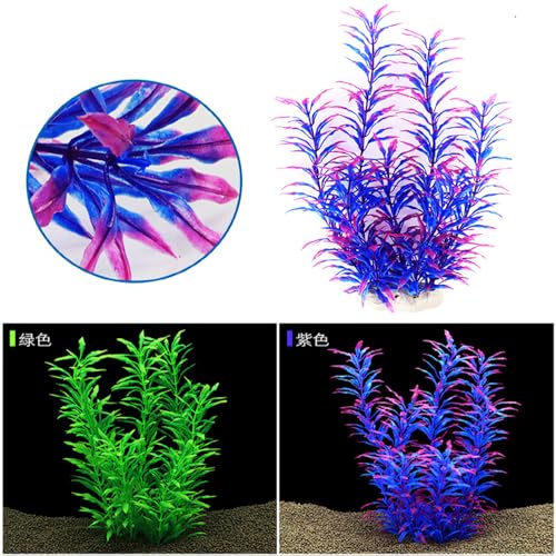 2 pcs Aquarium Decor Plastic Plants Extra Large 21 Inches Artificial Fish Tank Plants Tall Fish Tank Decorations Artificial Green Water Plants (Purple) - color: Purple