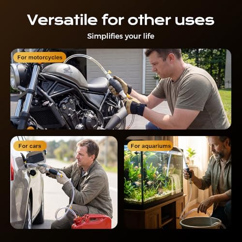 Multifunctional Liquid Siphon Pump, Manual Hand Pump for Gasoline Diesel Water, Double Stop Valve Leak-Free Transfer, Oil Extractor with Hose for Car Motorcycle Boat (3.3-Feet Hose)
