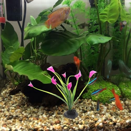 SHINEOFI 2pcs Realistic Fake Aquarium Decor Plants, Plastic Fish Tank Accessories, Compact Desktop Fish Tank Decoration for Household Aquariums