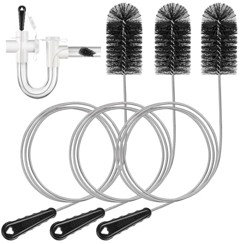 3 Pcs Condensate Trap Flexible Drain Brush, 48 Inch AC Drain Line Cleaning Brush for AC & HAVC Condensate P Trap, Black - color: Black, size: 48 Inch