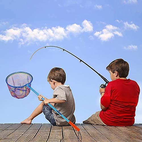 Kids Fishing Net - Telescoping Bait, Minnow, and Butterfly Net With 11.4" Depth, Handle Extends to 30" for Easy Catch and Release - color: Blue 2pack