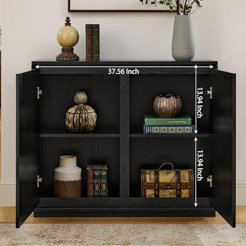 LKTART Buffet Cabinet Sideboard with Storage,Mid Century Modern Entryway Cabinet with Doors &Shelves,Narrow TV Media Console Table for Kitchen,Living Room,Entryway-Black - color: D- Black, size: 1 Piece
