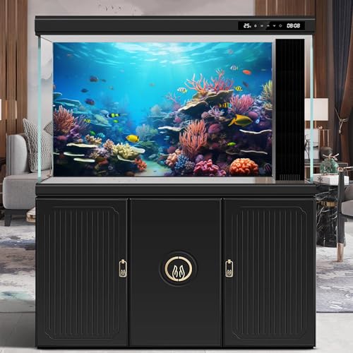 Under The Sea Aquarium Background Vibrant Underwater Wonderland Terrarium Backdrop Coral Reef with Breathtaking Fish Tank Background Deep Ocean Underwater with Sunbeams Backgrounds 24x12in - color: Reef Blue, size: 24(W)x12(H)in