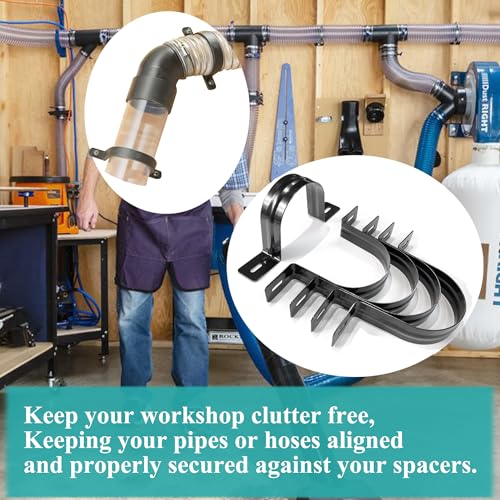 Dust Collection Hose and Pipe Holder Adjustable Hangers Bracket, Don’t Broken Like Plastic After Long Time, Durable Spray Iron, 5 PCS (Black, 2-1/2 Inch) - color: Black, size: 2-1/2 Inch