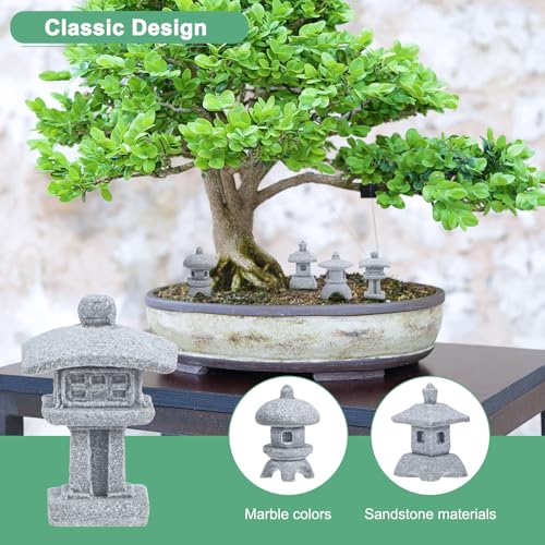 M METERXITY 1 Set Miniature Lantern Pagoda Statues, Sandstone Tiny Home Landscape Accessories Japanese Decor Mini Chinese Pagoda for Aquarium/Fish Tank/Garden Decor